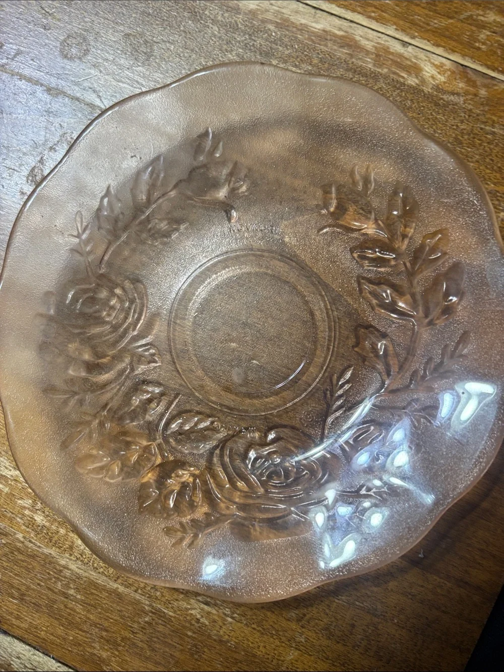 Pink depression Glass Floral Plate - Vintage Style